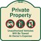 Signmission Designer Series-Private Property Unauthorized Vehicles Towed No Cars, 18" x 18", TG-1818-9914 A-DES-TG-1818-9914 - alternate 1